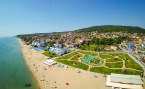 an aerial view of a beach with people on it at Mechta Family Hotel in Obzor