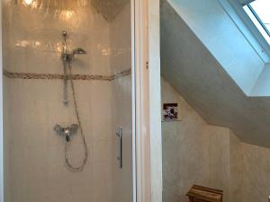 a shower in a bathroom with a shower at Le Clos Près Chambord in Maslives