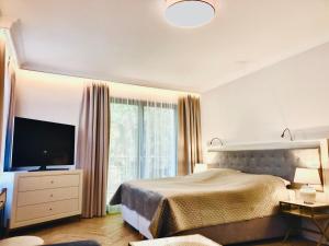 Telewizja i/lub zestaw kina domowego w obiekcie Luxury Apartments in Residence Maritime