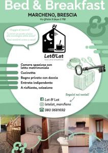 - un flyer pour un Bed & Breakfast avec une photo d'une chambre dans l'établissement B&B Let&Lat, à Marcheno
