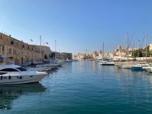 a group of boats are docked in a harbor at Città Cospicua suites in Cospicua