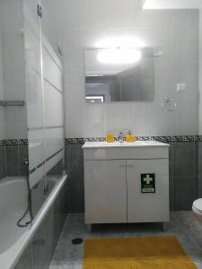 y baño con lavabo, ducha y espejo. en Lili's Albufeira Apartment, en Albufeira
