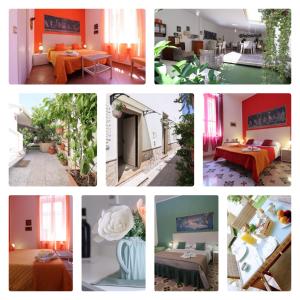 een collage van foto's met verschillende kamers en meubels bij V&V Suite & Breakfast in Pompei