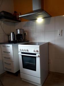Kuchyň nebo kuchyňský kout v ubytování Heidehaus Hodenhagen