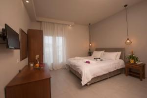 a bedroom with a bed and a television in it at Filoxenia Hotel in Volos