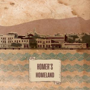 キオスにあるHomeric Poems-Ομηρικα Ποιηματαの家主の家屋の看板を持つ街の写真