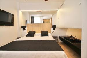 1 dormitorio con 1 cama grande y TV de pantalla plana en LOFT PORT EXPERIENCE, en Tarragona