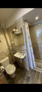 La salle de bains est pourvue de toilettes et d'un lavabo. dans l'établissement Apartamenty Pod Skałą, à Hoczew
