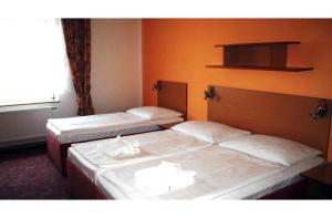 two beds in a hotel room with twothirdsessions at Penzion Bohemia in Lomnice nad Lužnicí