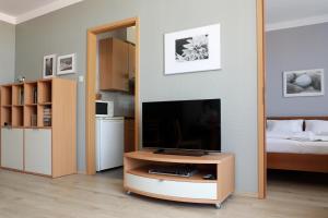 Televízia a/alebo spoločenská miestnosť v ubytovaní Vita Apartmanok