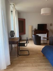 TV a/nebo společenská místnost v ubytování Chambres et table d'hôtes Le cèdre Aveyron