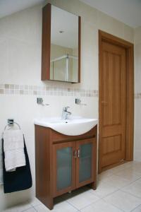 丁格爾的住宿－Reenconnell Dingle，一间带水槽和镜子的浴室