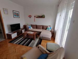 uma sala de estar com um sofá e uma televisão em Apartment in Bribir 15269 em Kričina