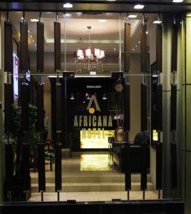 a view of an entrance to anarma store in a building at Africana Hotel in Dubai