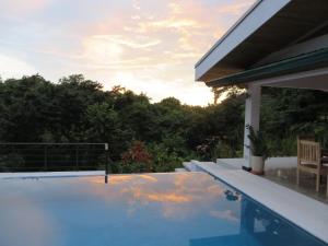 諾薩拉的住宿－New Hill top Home with a Beautiful Tropical View，从房子里可欣赏到游泳池的景色