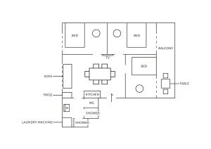 un plan d'étage d'une maison dans l'établissement TORA HOTEL Tokyo Skytree 寅ホテル スカイツリーG, à Tokyo