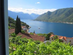 a view of a body of water with mountains at Apartments Jovanović in Perast