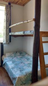 a bedroom with two bunk beds and a ladder at Kernaveland in Kernavė