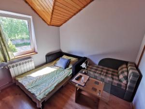 a small room with a couch and a table at Agroturystyka Klęk in Stryków