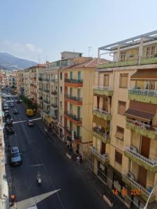 an aerial view of a city street with buildings at DaVinci104 in Alassio