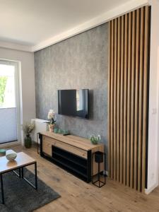Televízia a/alebo spoločenská miestnosť v ubytovaní Apartament Joanna