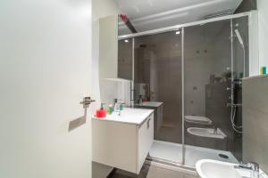 a bathroom with a shower and a sink and a toilet at MyFlats San Fernando in Alicante