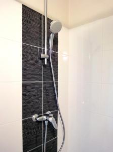 a shower with a shower head in a bathroom at Hotel les Pecheurs in Lorient