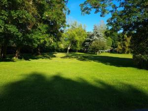 a large field of green grass with trees in it at Château des Bosquets in Étretat