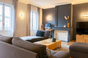 图卢兹Confort Appartement 110 m² CleanNcosy Toulouse Hypercentre的带沙发和壁炉的客厅
