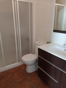 uma casa de banho com um WC e um lavatório em CASA ISAURA DE PENA Camino Primitivo em Pacio