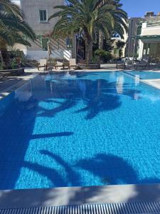 une grande piscine d'eau bleue dans l'établissement Joanna Villas, à Kamari