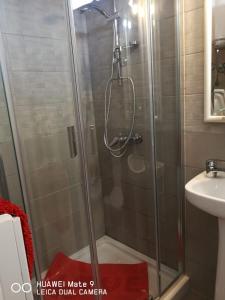 una doccia con una porta in vetro in un bagno di Olimpia 3 a Playa de las Americas Altre 21 foto