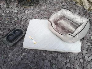 a mattress sitting on the ground with a toothbrush at The Old Laundry, Prestatyn, North Wales - a unique little dog-friendly space, a 5 min walk to beach & town! in Prestatyn +43 photos