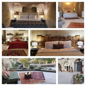 a collage of pictures of a hotel room with a bed at Deep Cave House in Urgup
