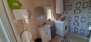 a small bathroom with a toilet and a sink at Stari dud Beserovina in Bajina Bašta +26 photos