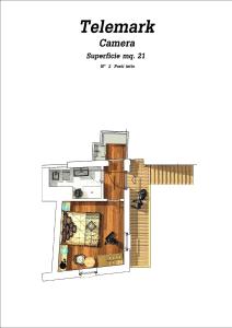 a floor plan of the telmark camerazikzikner unforgettable mg at Telemark Mountain Rooms in Agordo