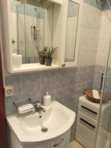 een badkamer met een wastafel en een spiegel bij Studio Apartment Mandic in Dubrovnik