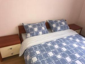 Tempat tidur dalam kamar di Apartments in a private house
