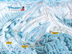 a map of a ski slope with a mountain at Studio Hammeau D003 by Interhome in Les Collons