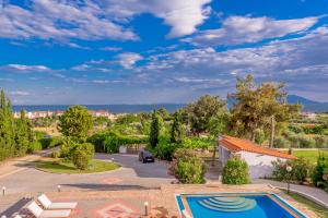 an aerial view of a villa with a swimming pool at Villa Konstantinos in Alexandroupoli