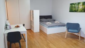 Katil atau katil-katil dalam bilik di Wohnung am Neckar