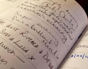 a piece of paper with handwriting on it at The Grove Cromer in Cromer