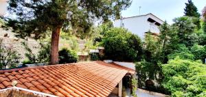 an orange tile roof with trees and a building at Granada Apartments Familiar Deluxe in Portinatx