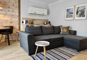 a living room with a couch and a table at Apartamenty Turystyczne WillkasSen in Giżycko
