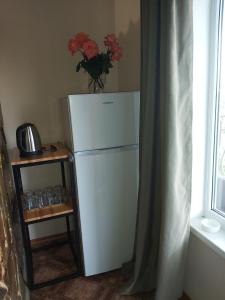 a white refrigerator with a vase on top of it at Гостевой дом Вилла Босфор in Sanzhiyka
