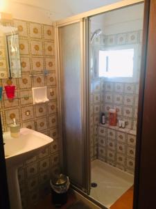 a bathroom with a shower and a sink at La maison des secrets in Bédoin