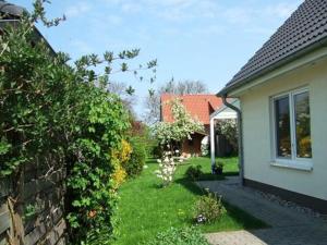 a yard of a house with a yardablish at Fenster in Kaltenhof