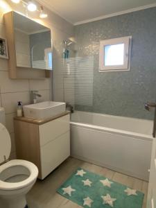 a bathroom with a toilet and a sink and a tub at Rose Peony in Cluj-Napoca +14 photos