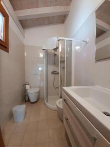 a bathroom with a shower and a sink and a toilet at Apartment Maria in Brenzone sul Garda