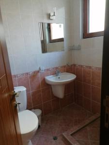 a bathroom with a toilet and a sink at Villa Mareli in Tsarevo